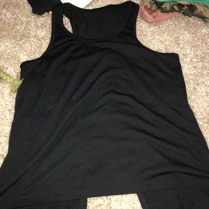 Black open back slit tank